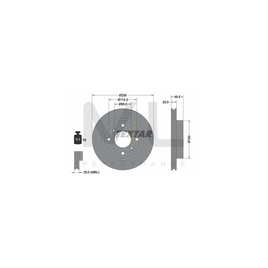 TEXTAR 92047500 Brake Disc Internally Vented, without wheel hub, without wheel studs  - 1 piece