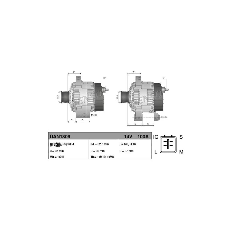 DENSO DAN1309 Alternator
