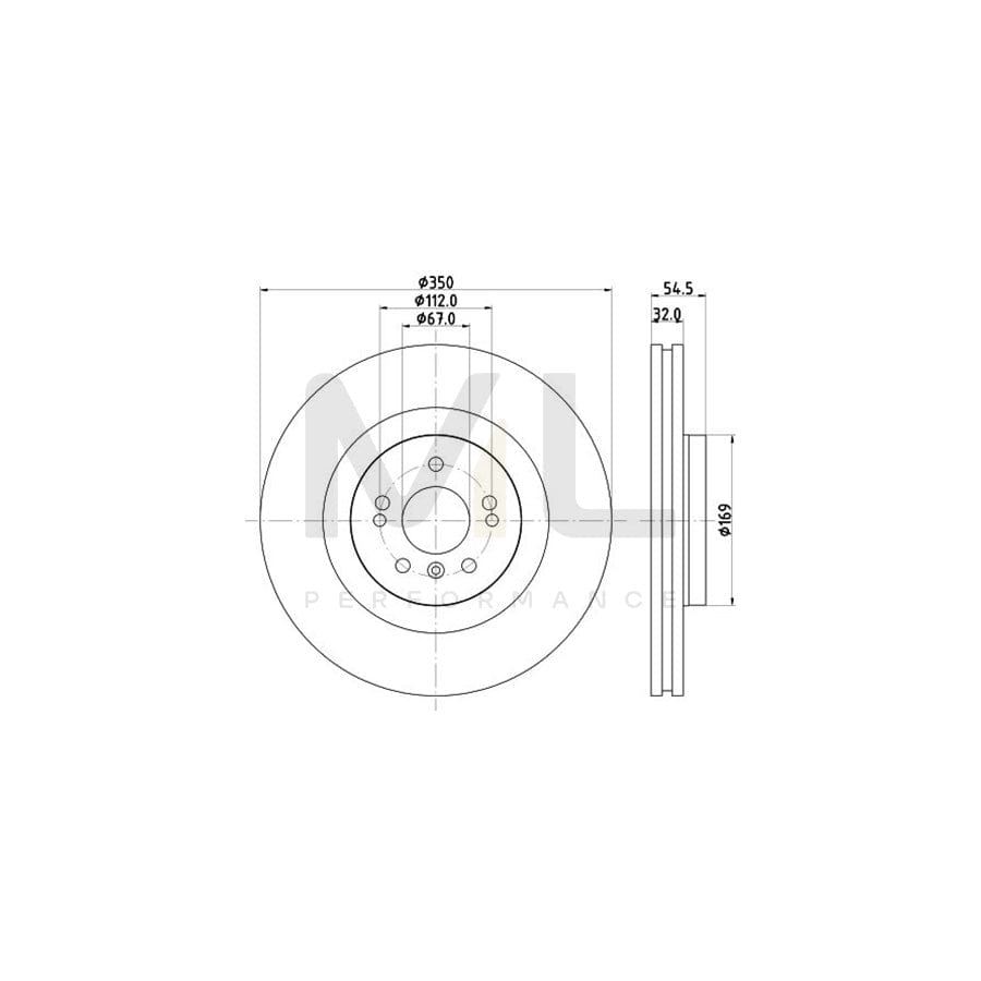 HELLA PRO High Carbon 8DD 355 128-591 Brake Disc Internally Vented, Coated, High-carbon, without wheel hub, without wheel studs | ML Performance Car Parts