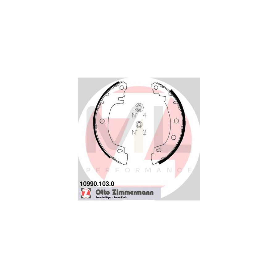ZIMMERMANN 10990.103.0 Brake Shoe Set Photo corresponds to scope of supply