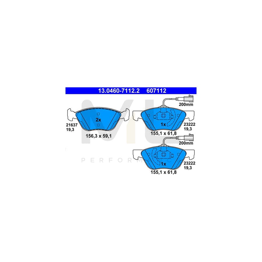 ATE 13.0460-7112.2 Brake pad set for ALFA ROMEO 166 (936) incl. wear warning contact