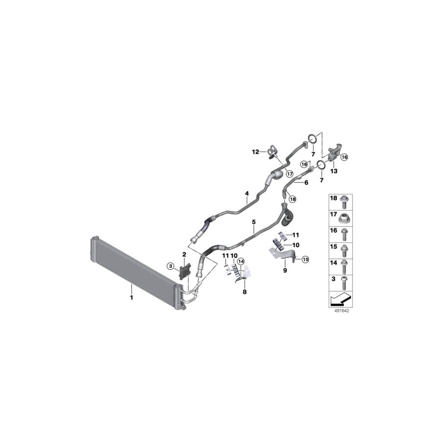 Genuine BMW 17228689544 G15 G16 G14 Trans. Oil Cooler Feed Line, Front (Inc. 750iX, M550iX & M850iX)