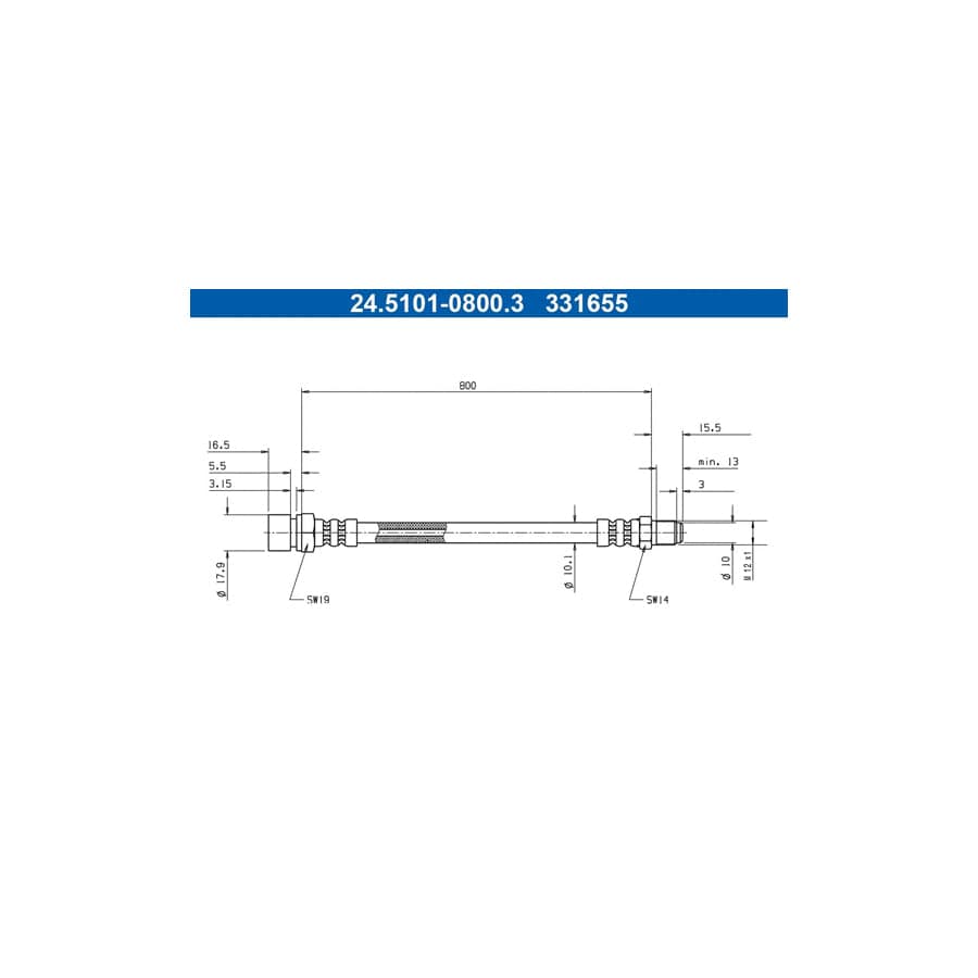 ATE 24.5101-0800.3 Brake Hose