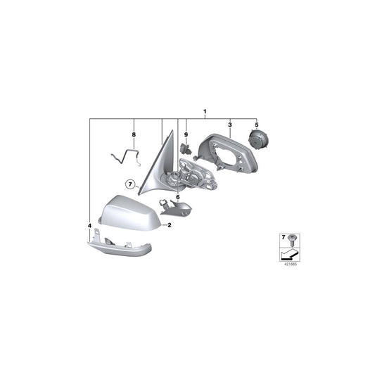 Genuine BMW 51167321812 F10 F11 Outside Mirror W/Out Glass Heated Right (Inc. 530i, 535i & 550iX)