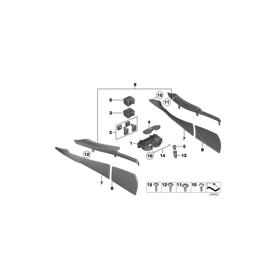 Genuine BMW 51169214822 F07 Set Of Covers, Center Console ZIMTBRAUN (Inc. 528i, 530d 155kW & 550iX)