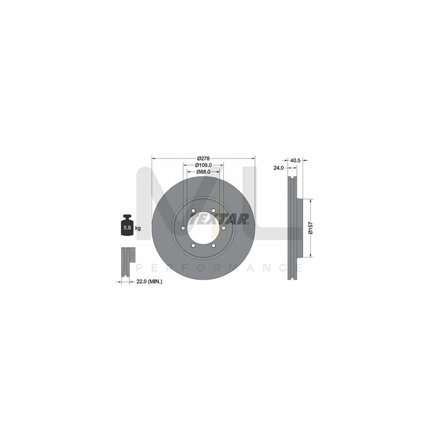 TEXTAR 92138400 Brake Disc Internally Vented, without wheel hub, without wheel studs  - 1 piece