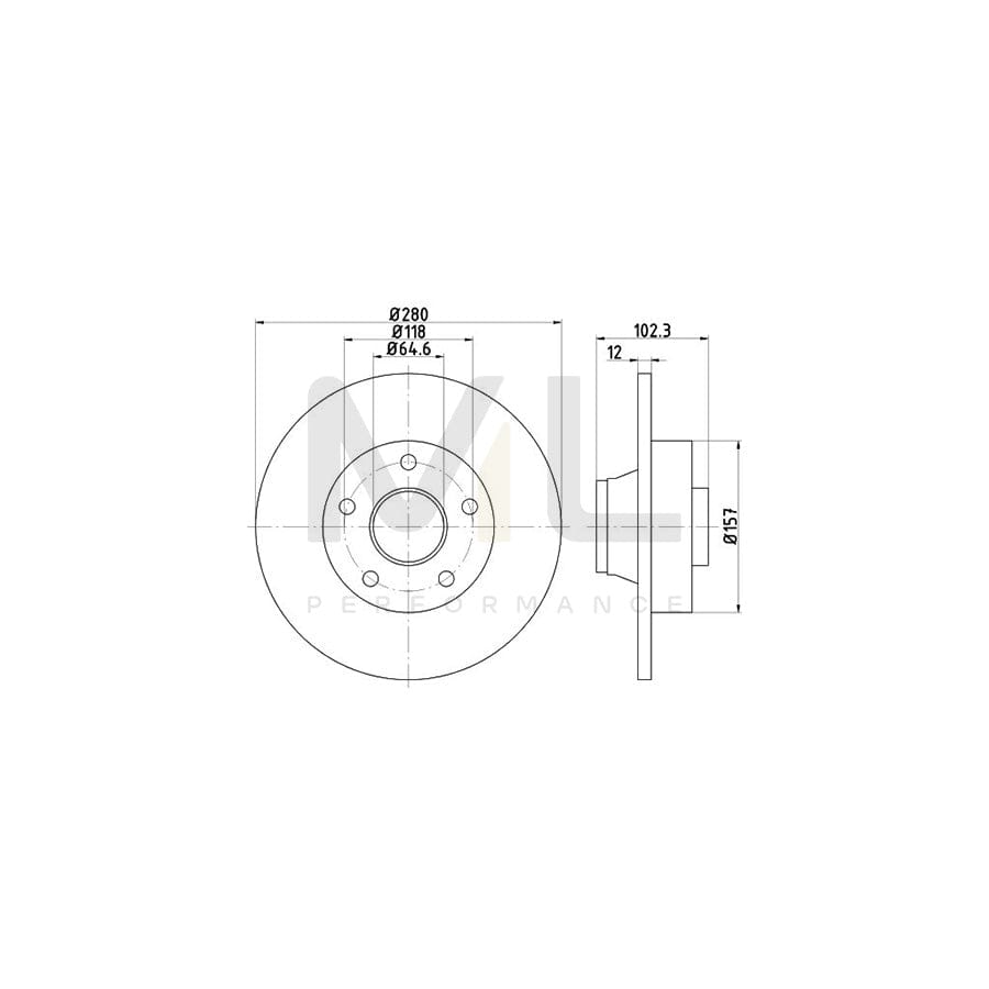 TEXTAR 92131600 Brake Disc Solid, with wheel hub, without wheel studs  - 1 piece