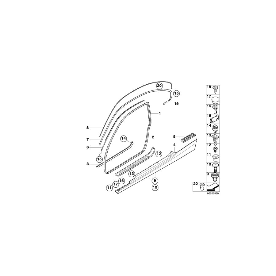 Genuine BMW 51767173559 E92 Roof Frame Strip, Left ALU MATT (Inc. 318i, 323i & 330xi)