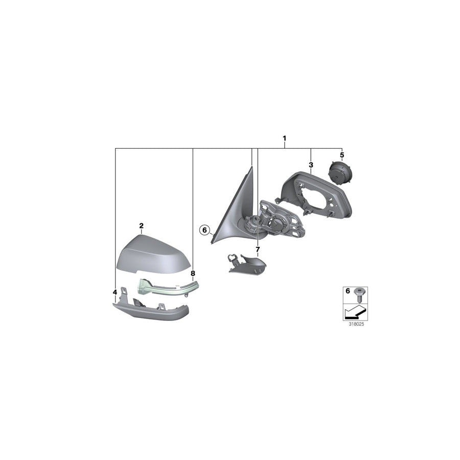 Genuine BMW 51167308389 F03 F01 F02 Exterior Mirror, No Lens, Heated, Left (Inc. 740LdX, 760LiS & 740i)