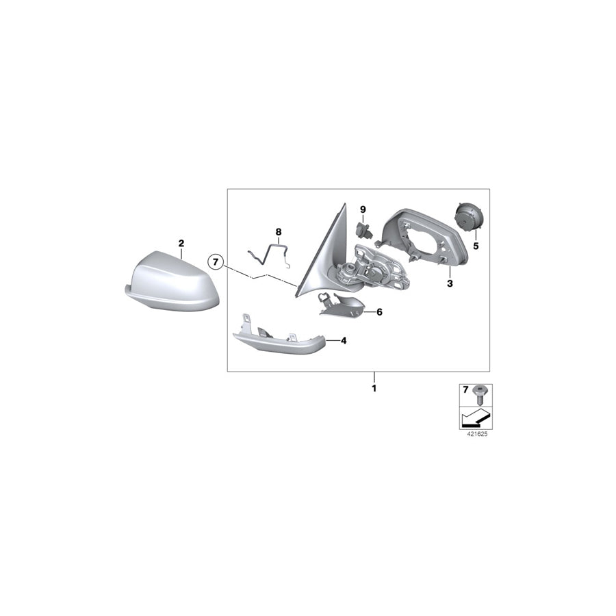 Genuine BMW 51167283470 F12 F13 Outside Mirror W/Out Glass Heated Right (Inc. 640iX, 650iX 4.4 & 650iX)
