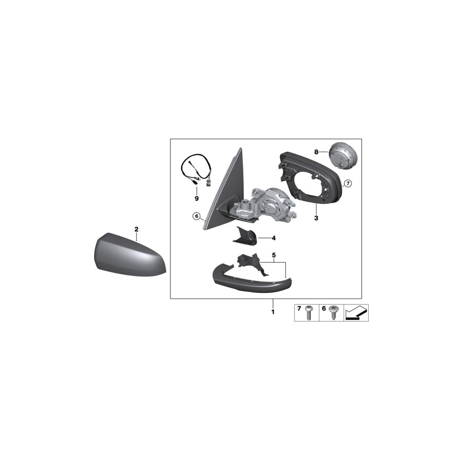 Genuine BMW 51167282722 E70 Heated Outside Mirror, Right (Inc. X5 30dX, X5 3.5d & X5 4.8i)