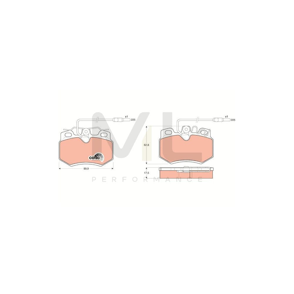 TRW Cotec Gdb808 Brake Pad Set Incl. Wear Warning Contact