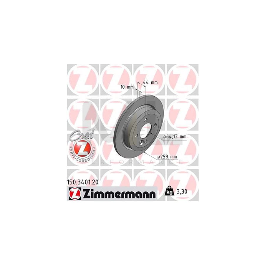 ZIMMERMANN COAT Z 150.3401.20 Brake Disc Solid, Coated, High-carbon  - 1 piece