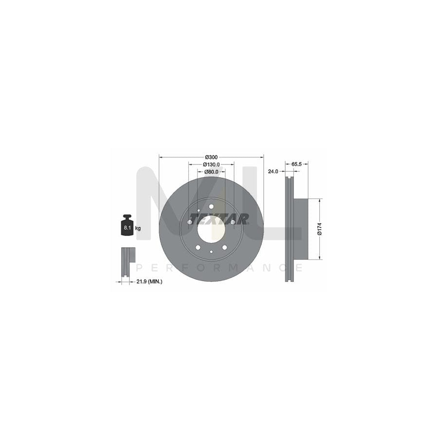 TEXTAR 92116700 Brake Disc Internally Vented, without wheel hub, without wheel studs  - 1 piece