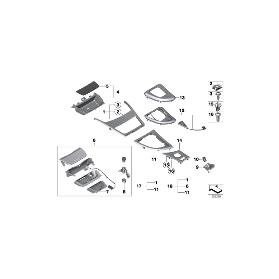 Genuine BMW 51169197191 E82 E81 E88 Cover, Gear Shifting, Satinsilber Matt Left hand drive (Inc. 118d, 116i 2.0 & 116i 1.6)