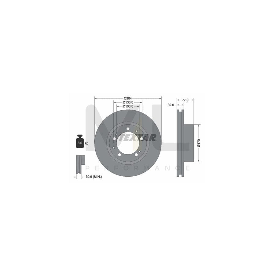 TEXTAR 92039800 Brake Disc Internally Vented, without wheel hub, without wheel studs