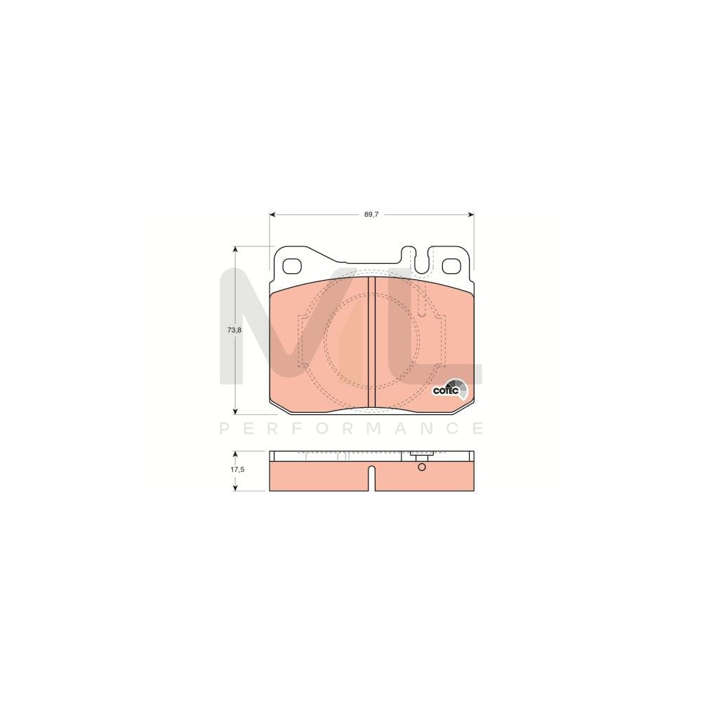 TRW Cotec Gdb264 Brake Pad Set Prepared For Wear Indicator