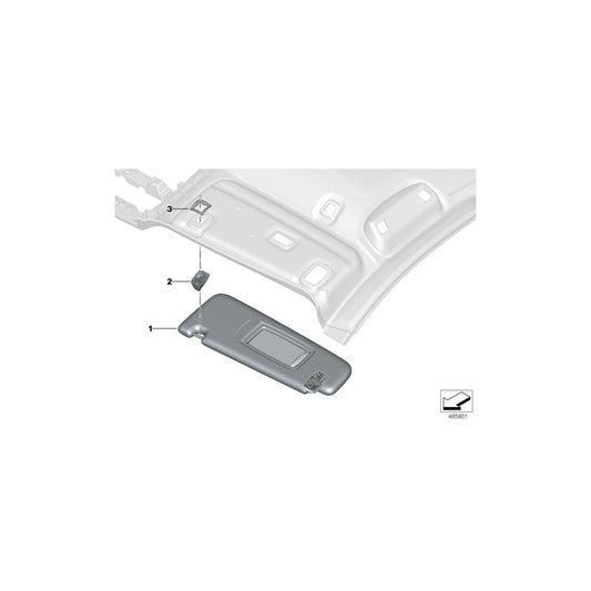 Genuine BMW 51167444151 G32 Left Sun Visor ELFENBEINWEIS (Inc. 640iX, 630i & 630dX)