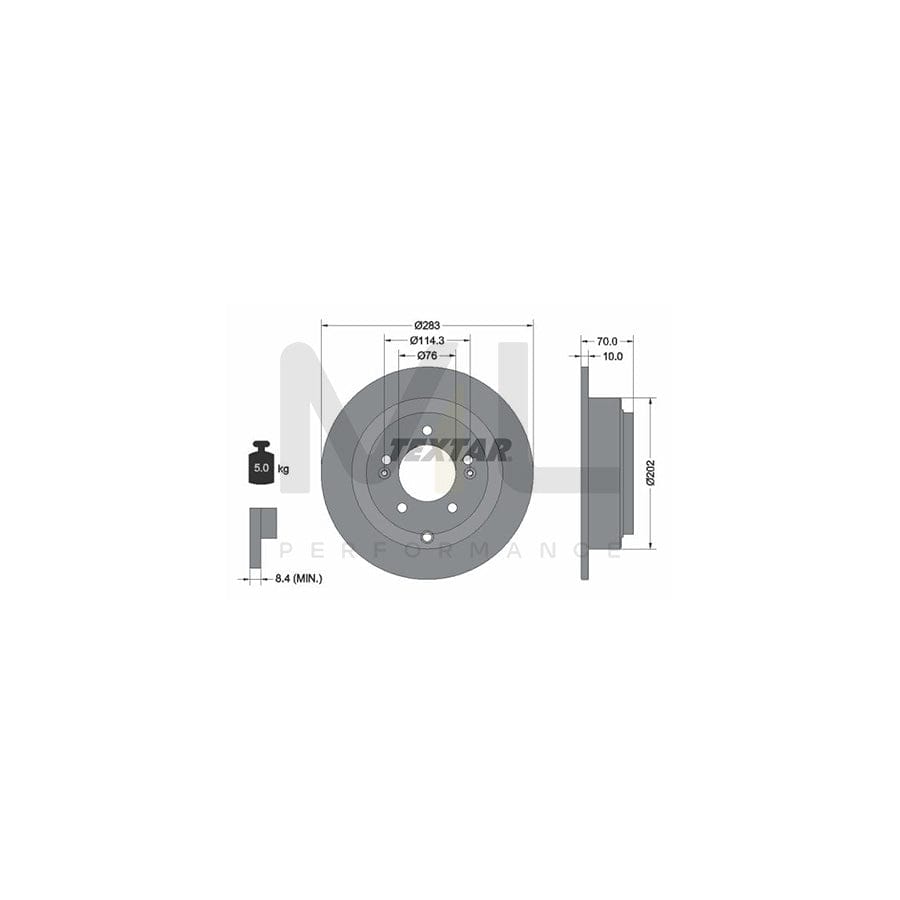 TEXTAR PRO 92244403 Brake Disc for KIA Opirus (GH) Solid, Coated, without wheel hub, without wheel studs  - 1 piece