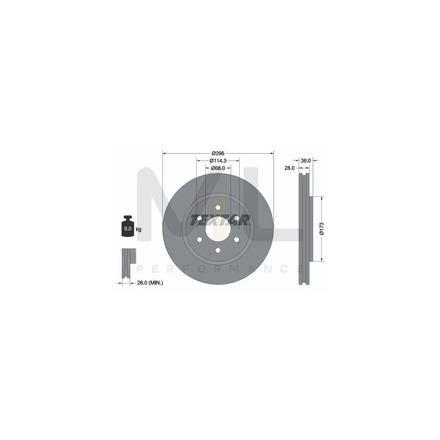 TEXTAR PRO 92199603 Brake Disc Internally Vented, Coated, without wheel hub, without wheel studs  - 1 piece