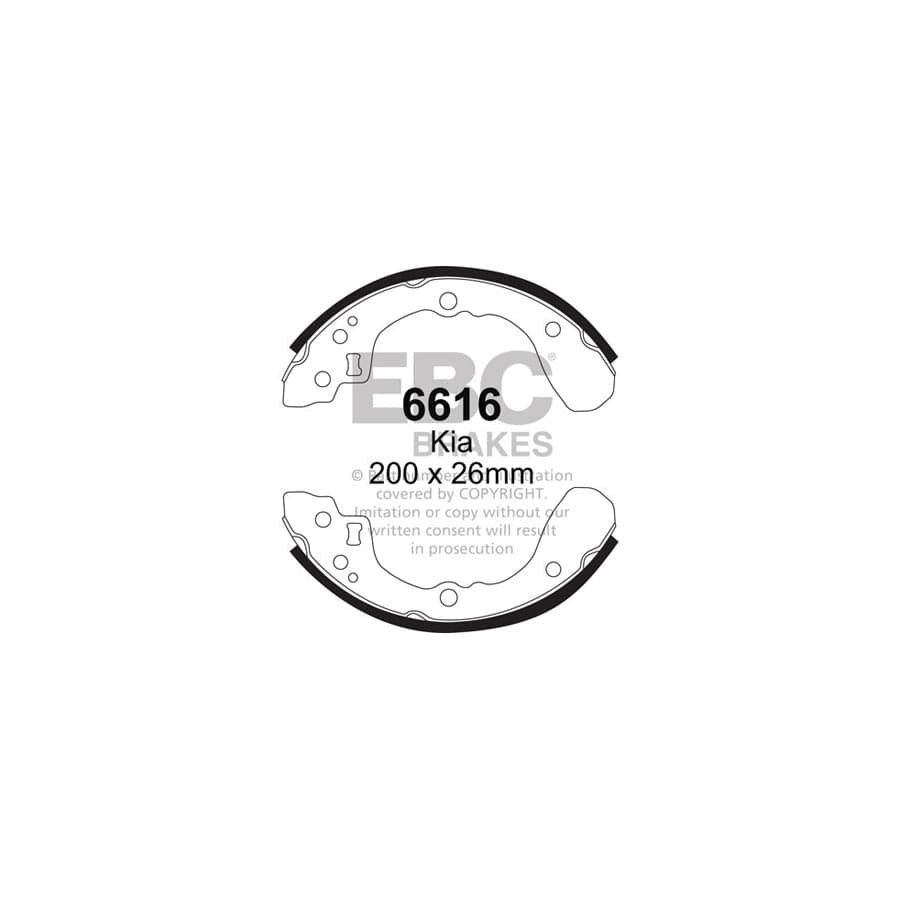 EBC 6616 Kia Rio (DC) Rear Brake Shoes 1 | ML Performance UK Car Parts