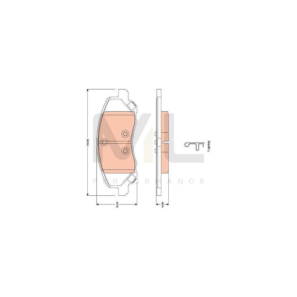TRW Gdb4141 Brake Pad Set With Acoustic Wear Warning, With Accessories