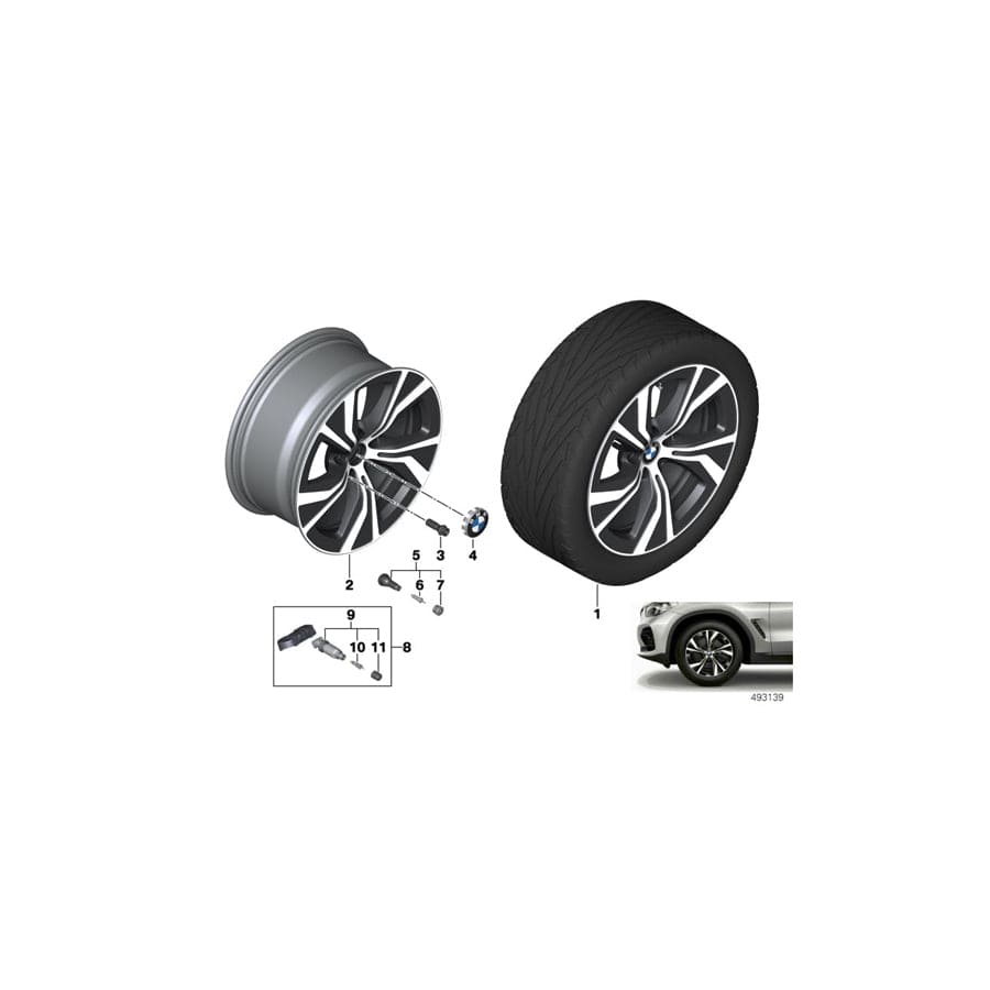 Genuine BMW 36116883751 G05 Disc Wheel Light Alloy Jet Bl.Sol.Paint 8,5JX18 ET:44 (Inc. X5)