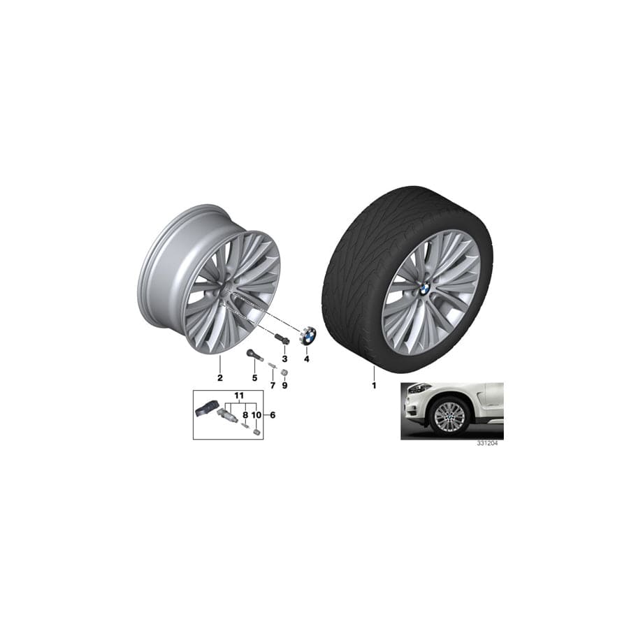 Genuine BMW 36116883124 F15 Disc Wheel, Light Alloy, Reflexsilber 9JX19 ET:48 (Inc. X5)