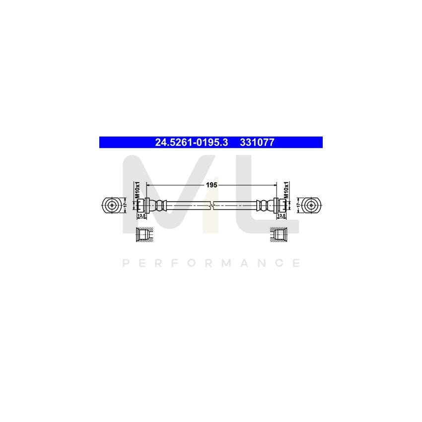ATE 24.5261-0195.3 Brake Hose 195mm, M10x1