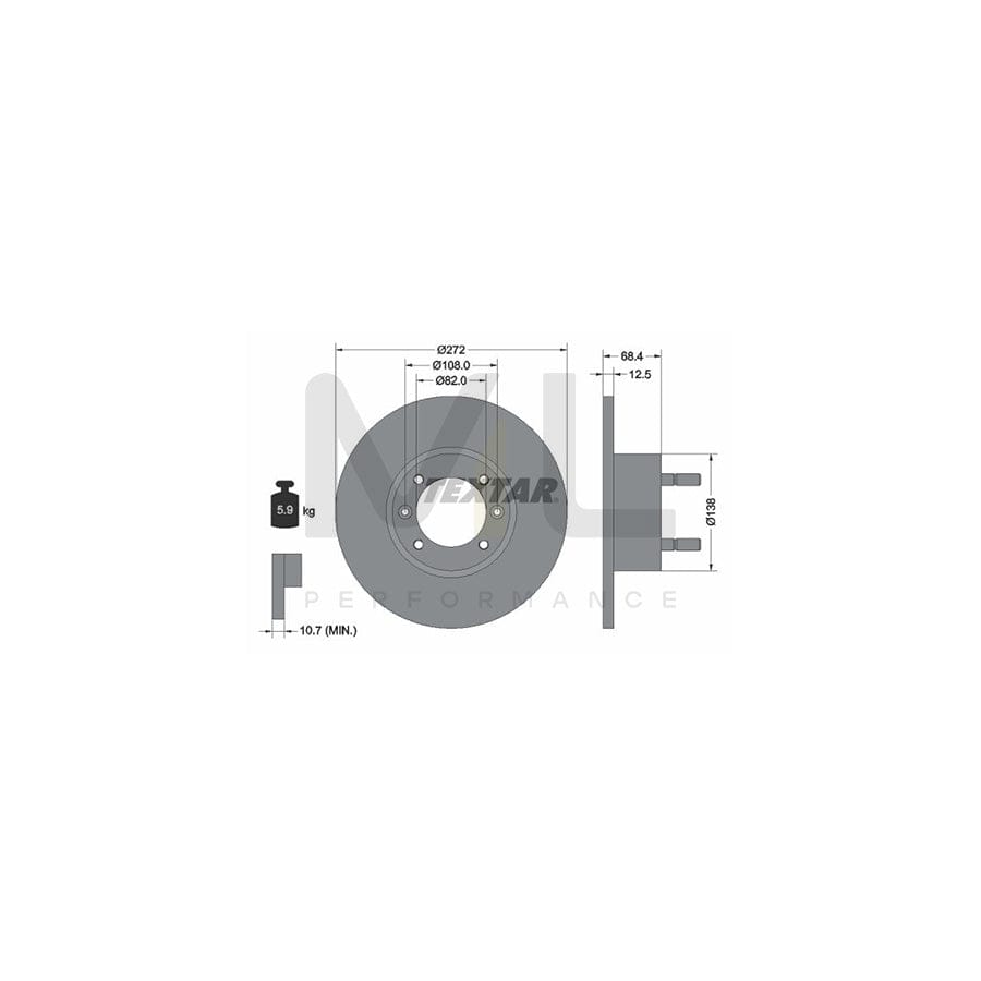 TEXTAR 92062200 Brake Disc Solid, with wheel studs, without wheel hub  - 1 piece
