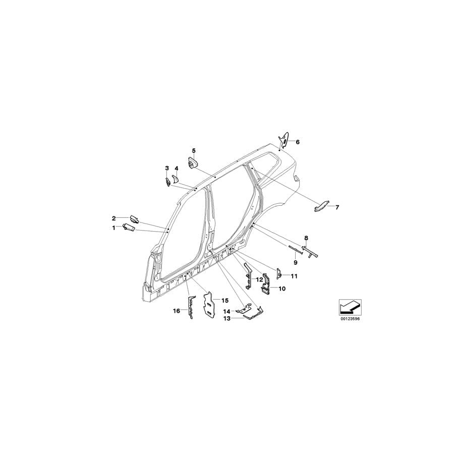 Genuine BMW 41217052272 E83 M. Part F Roof Frame,Exterior Front Rig. (Inc. X3)