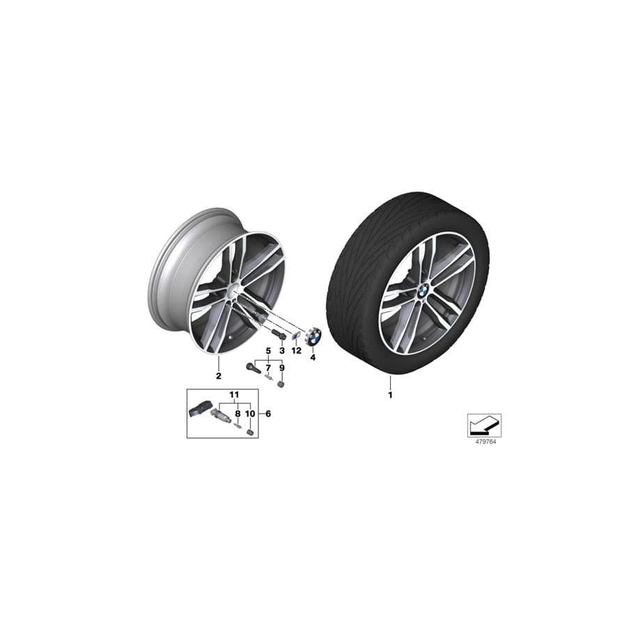 Genuine BMW 36118097244 F33 F36 F30 Disc Wheel Light Alloy Jet Bl.Sol.Paint 8JX19 ET:36 (Inc. Hybrid 3, 420dX & 316d)