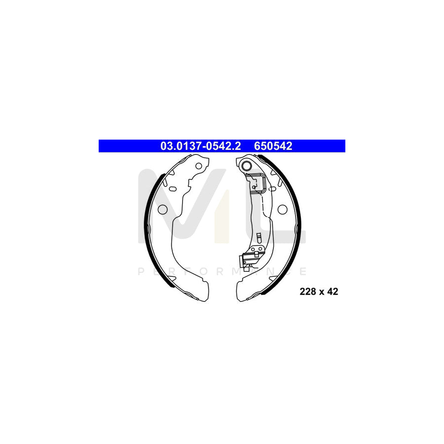 ATE 03.0137-0542.2 Brake Shoe Set with lever