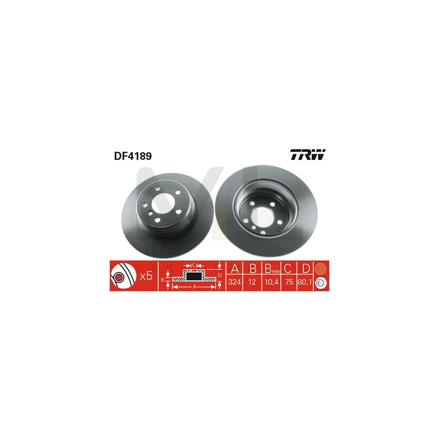TRW DF4189 Brake Disc for BMW X5 (E53) Solid, Painted  - 1 piece