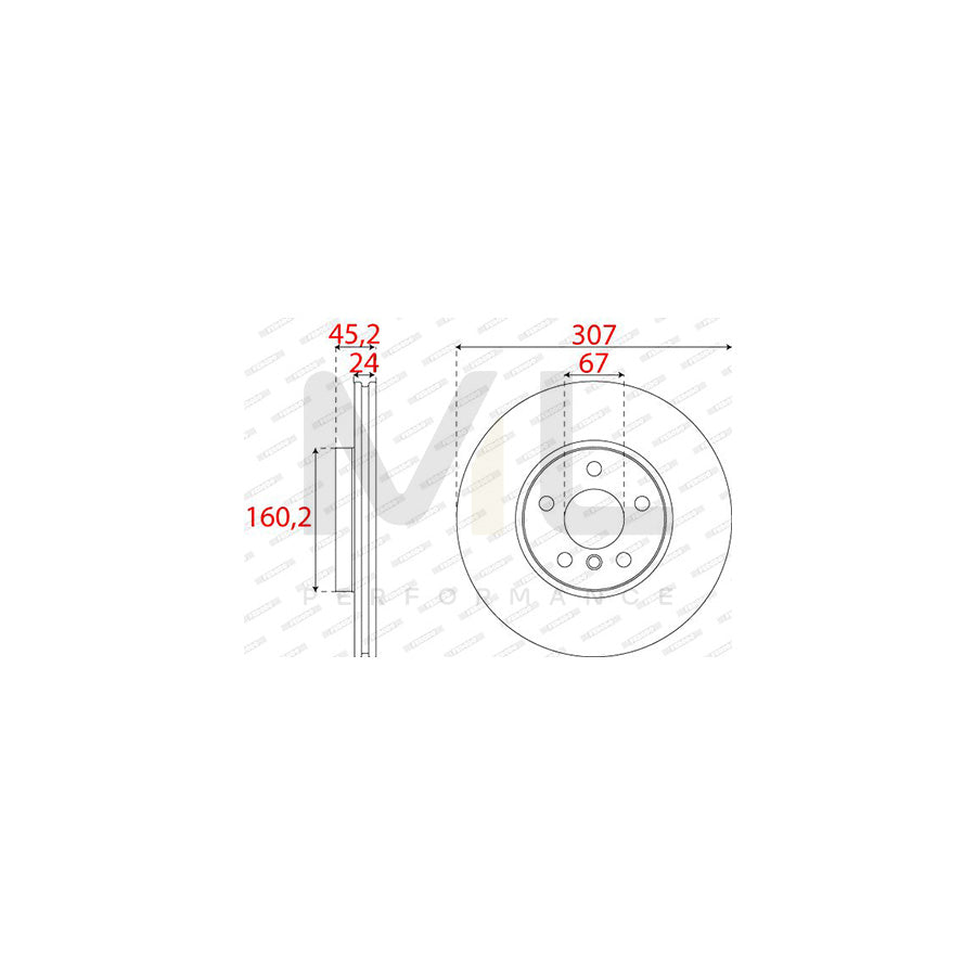 Ferodo DDF2637C Brake Disc Vented, Coated  - Pair