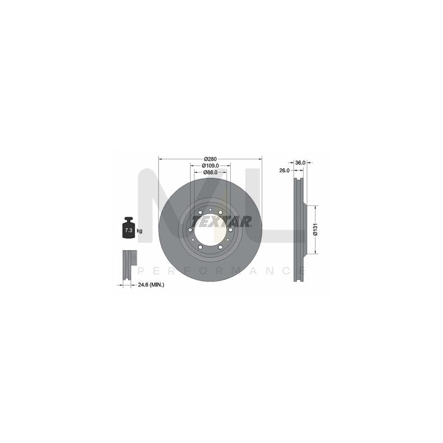 TEXTAR 92091400 Brake Disc Internally Vented, without wheel hub, without wheel studs  - 1 piece