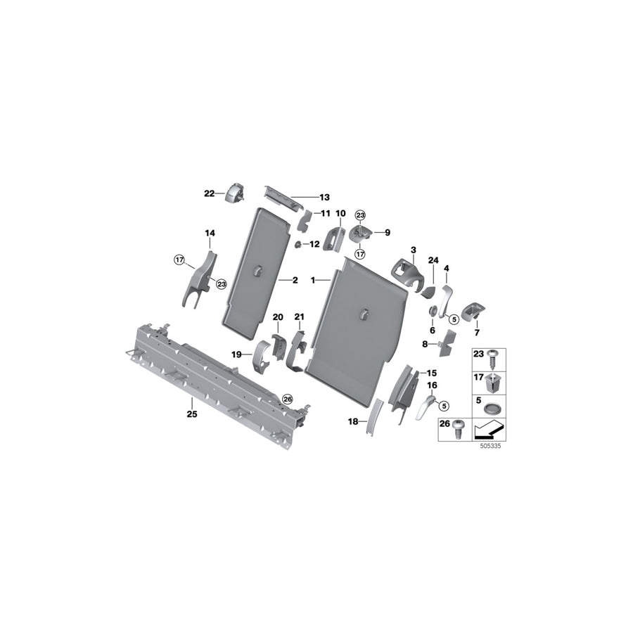 Genuine BMW 52207353079 F15 Cover For Joint, Center Front Left ELFENBEINWEISS (Inc. X5 40dX, X5 50iX 4.0 & X5 35dX)