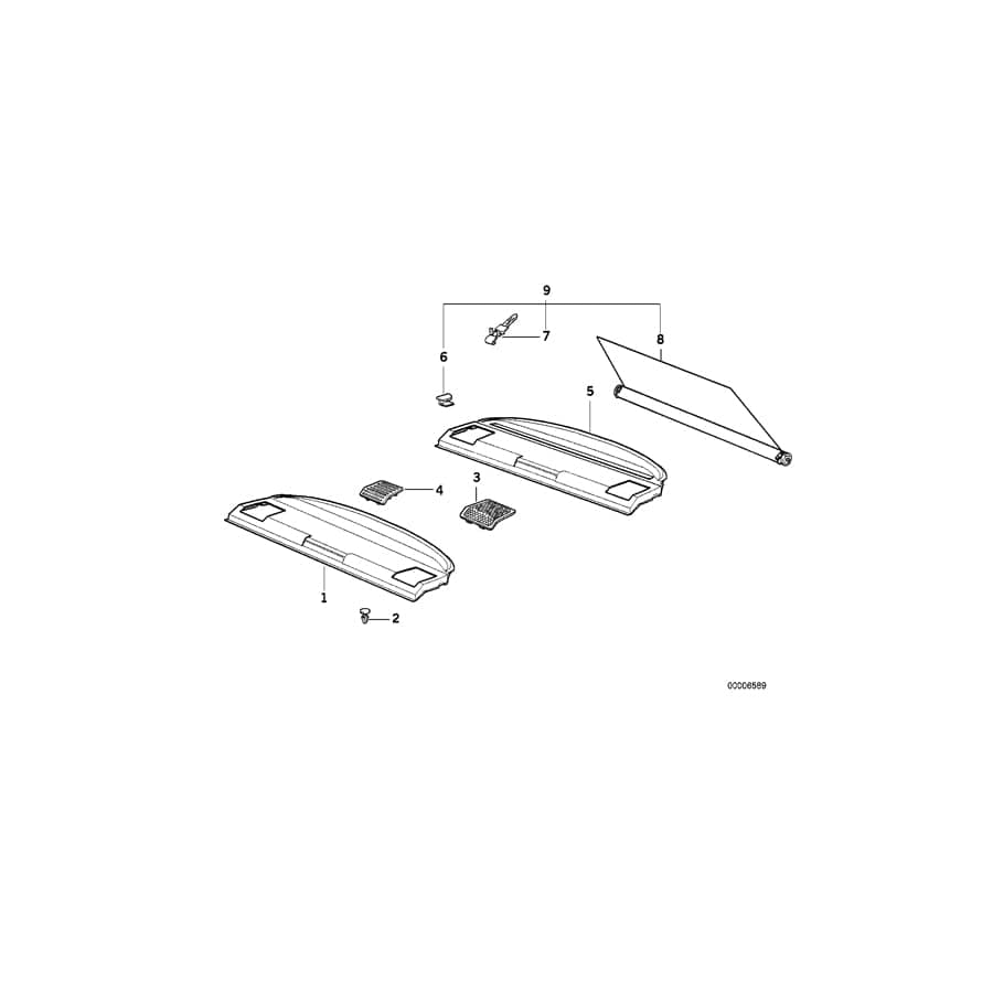 Genuine BMW 51468183443 E36 Rear Window Shelf ANTHRAZIT 93 (Inc. 318tds, 318i & 323i)