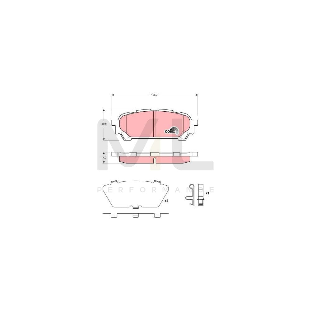 TRW Cotec Gdb3395 Brake Pad Set With Acoustic Wear Warning, With Accessories