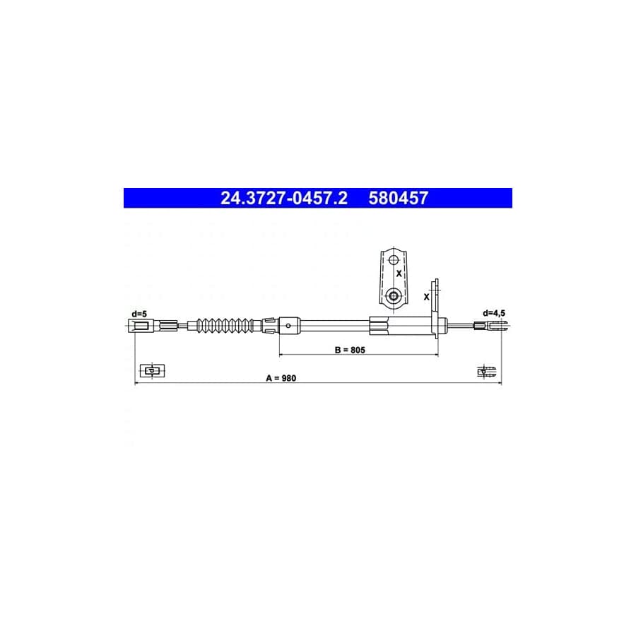 ATE 24.3727-0457.2 Hand Brake Cable Suitable for Mercedes-Benz S-Class