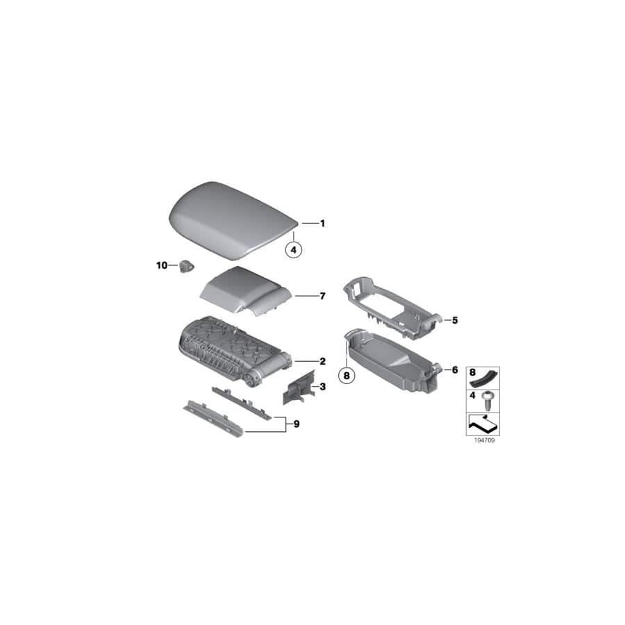 Genuine BMW 51169264309 E84 Cover, Center Arm Rest TERRA (Inc. X1 25dX, X1 20d ed & X1 18d)