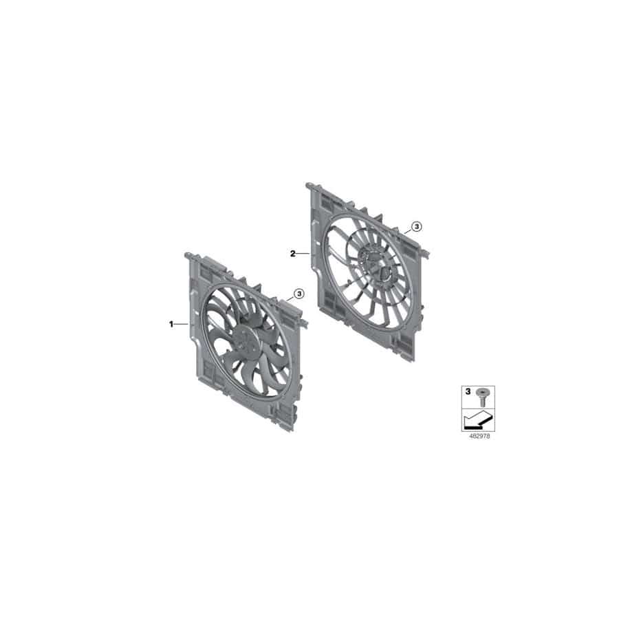 Genuine BMW 17428655761 G05 G06 Fan Housing With Fan 600W (Inc. X5)