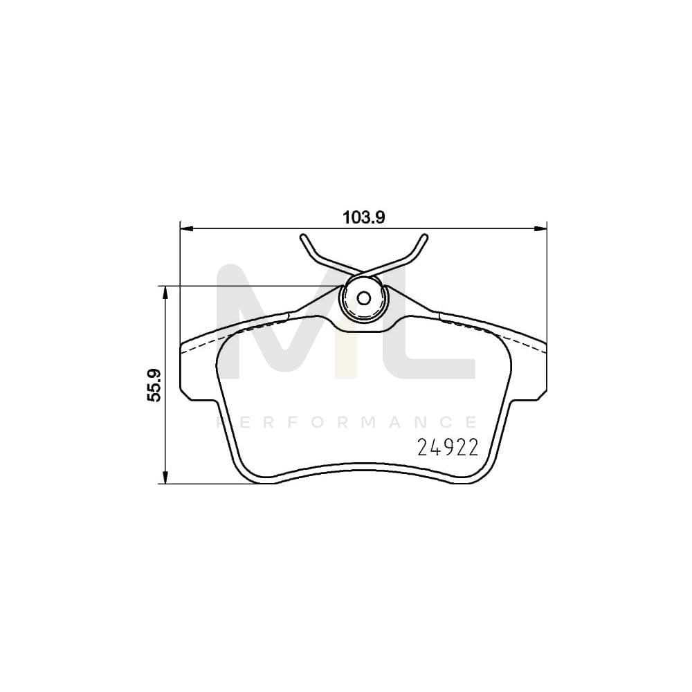Hella 8DB 355 031-811 Brake Pad Set Not Prepared For Wear Indicator, With Brake Caliper Screws, With Accessories | ML Performance Car Parts