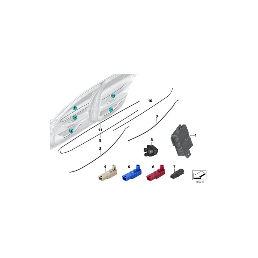 Genuine BMW 63319384101 G12 G11 Optical Fiber Front Left (Inc. 725d, 730Li & 750i)
