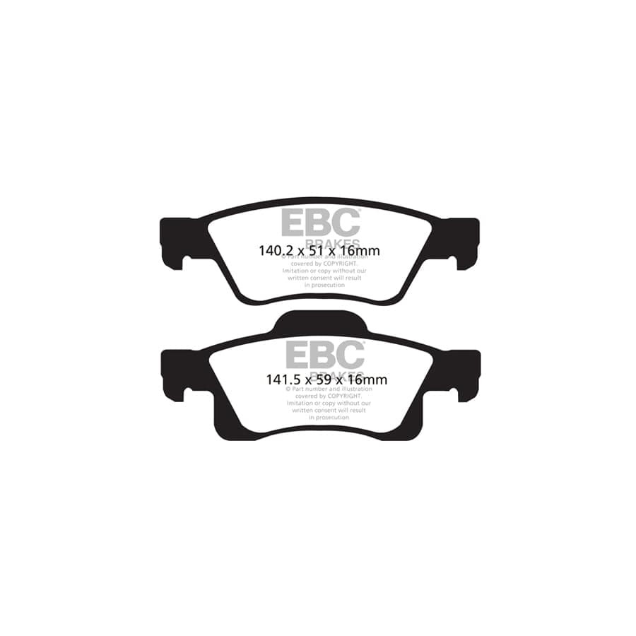 EBC PD03KR255 Dodge Jeep Yellowstuff Rear Brake Pad & Plain Disc Kit - ATE Caliper (Inc. Durango & Grand Cherokee) 2 | ML Performance UK Car Parts