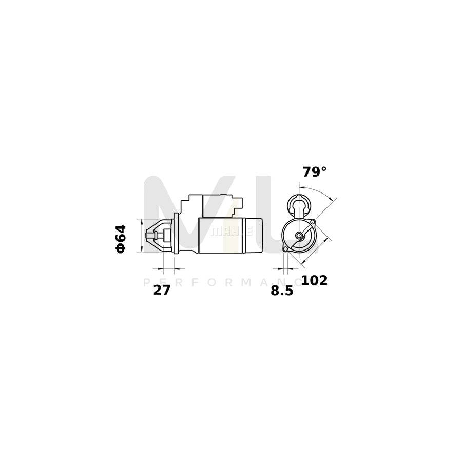 MAHLE ORIGINAL MS 35 Starter motor 12V 1,1kW, Teeth Quant.: 9 | ML Performance Car Parts