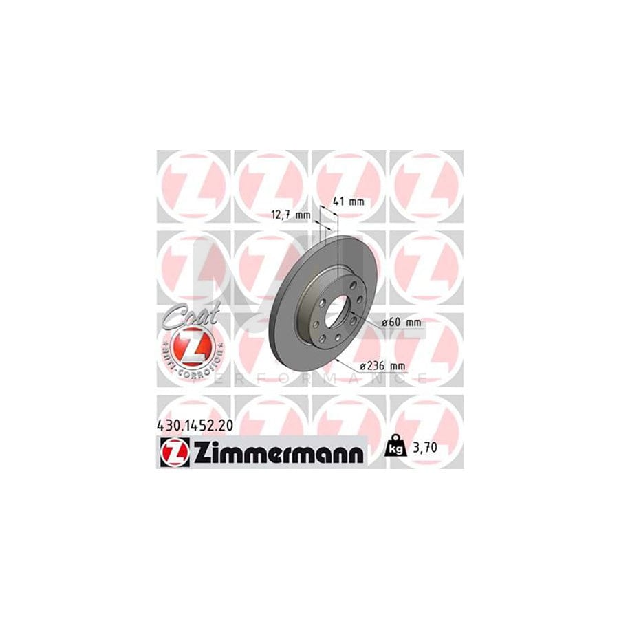 ZIMMERMANN COAT Z 430.1452.20 Brake Disc Solid, Coated  - 1 piece