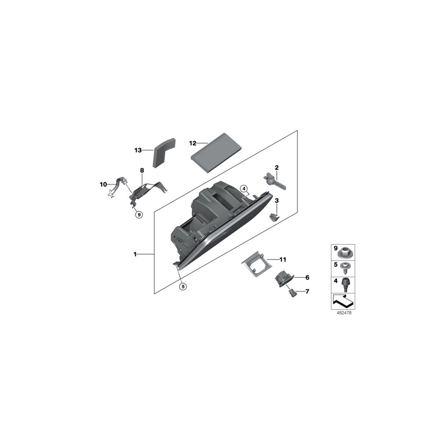 Genuine BMW 51167941048 G02 G01 Glove Box Air Freshener SCHWARZ (Inc. X4 20iX, X4 30iX & X4 20dX)