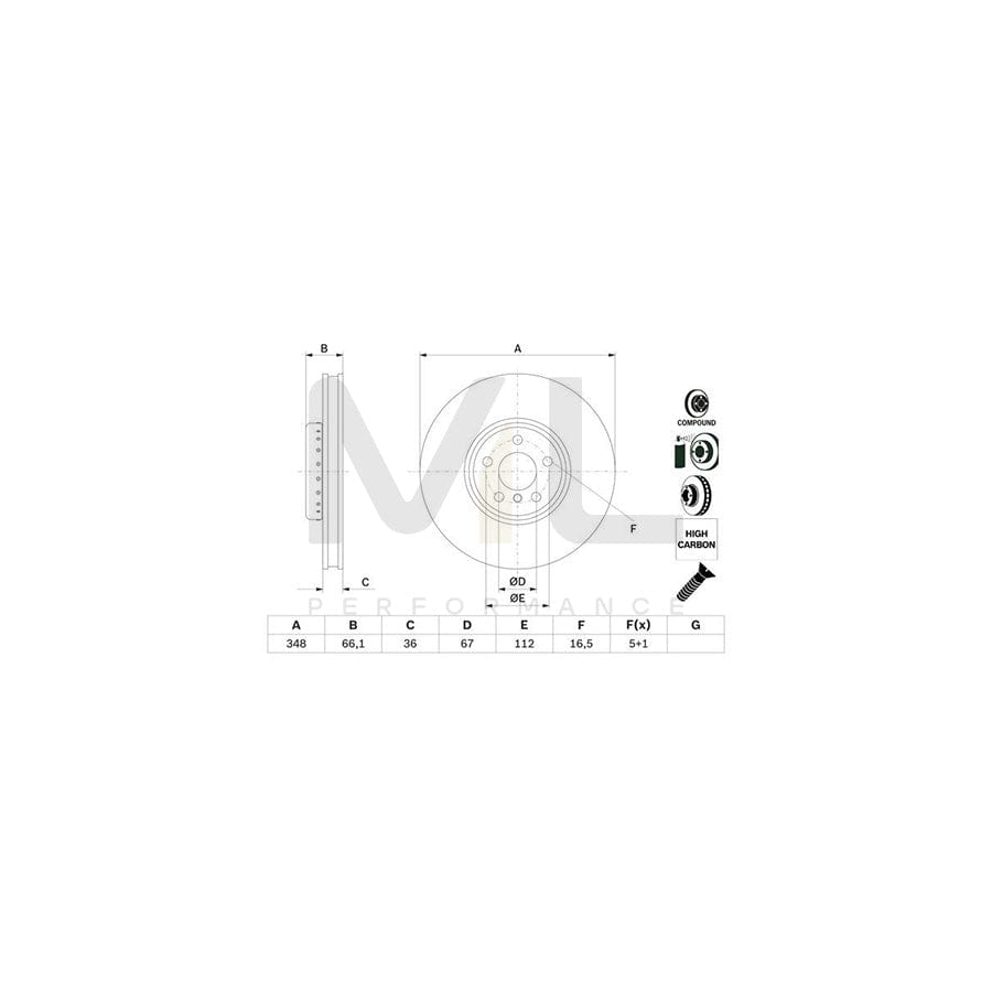 BOSCH 0 986 479 F58 Brake Disc Two-piece brake disc, Vented, Coated, High-carbon, with bolts/screws | ML Performance Car Parts