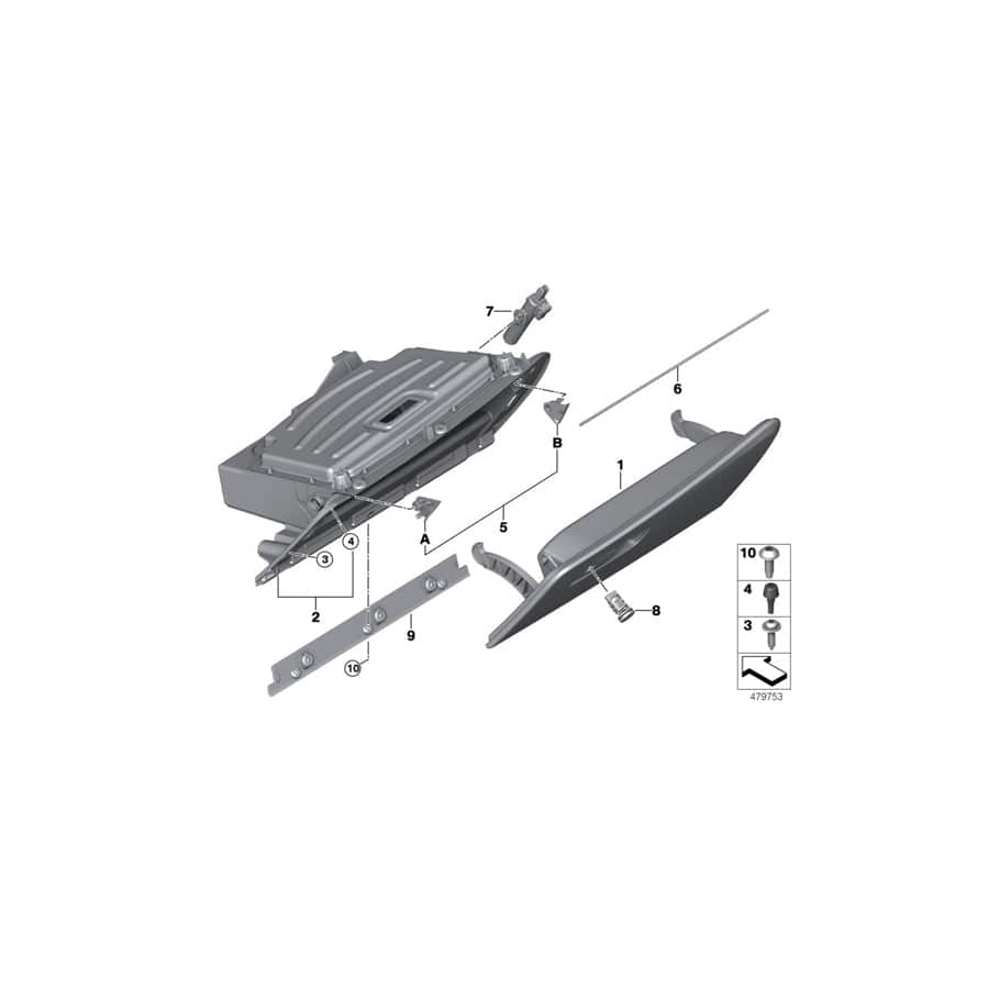 Genuine BMW 51169309392 I15 Glove Box Lid AMIDO (Inc. i8)